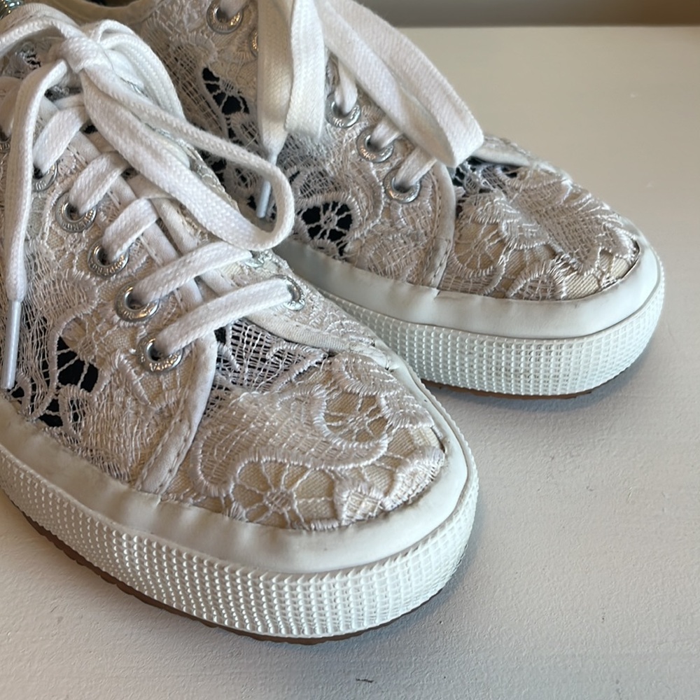 Superga 2750 White Macrame Lace Up Sneakers Size 9 - Picture 8 of 9